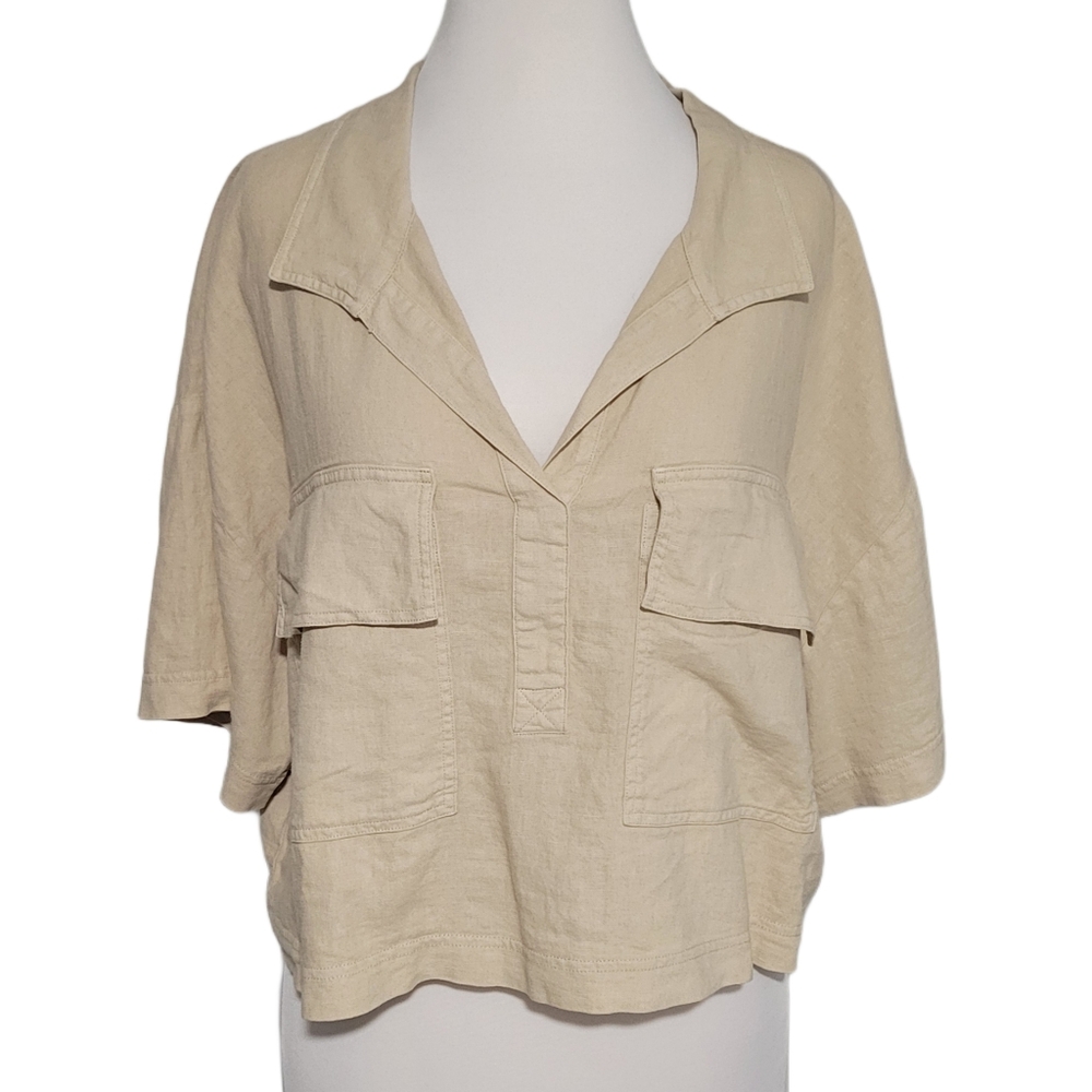 Marc New York Linen Short Sleeve Top